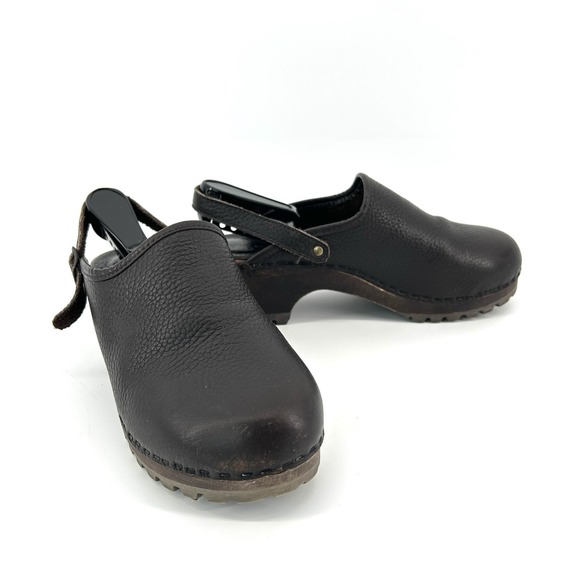 Eddie Bauer Shoes - Eddie Bauer Womens Leather Clogs Size 8 Brown Chunky Wood Heel Comfort Y2K Mules